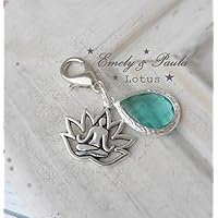 Anhänger Lotusblüte Yoga Meditation Lotussitz Kristalltropfen türkis Charm Karabiner