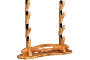 BiJun Sword Stand Katana Holder, Samurai Sword Stand Display Hanger Samurai Sword Holder Rack Display Wall Mounted Hook for Wakizashi Tanto Support All Swords (4 Tiers)