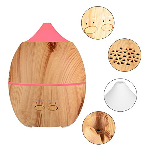 Aroma Diffuser, EIVOTOR 300ml 2 in 1 Aroma Diffusor Ultraschall Luftbefeuchter Oil Holzmaserung Düfte Humidifier Raumbefeuchter Duftzerstäuber automatich Aromatherapie Diffuser Nebelausstoß Abschaltautomatik Kalten Nebel Technologie Messbecher Humidifier & Aromatherapy mit 3 Timereinstellungen und LED Farbwechsel für das Schlafzimmer, Büro, Wohnzimmer, Bad, Konferenzräume , Hotels, Yoga-Club, Fitness-Center, SPA usw. - 3
