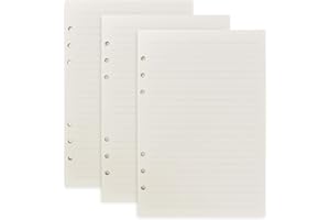 ZIMOER A5 Nachfüllpapier, 3 Packungen 135 Blätter Nachfüllbares Notizpapier, 6 Löcher Nachfülleinlagen Loose Notizpapier, Gepunktet Blanko Liniertem A5 Refill Leeres Papier für A5 Notizbuch (Linie)