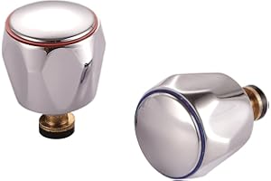 KINGBATH™ Tap Revivers Kit 1/2” Contract Standard Basin Sink Taps Mixers Heads Handles Valves Cartridges (Hot/Red & Cold/Blue Indicator) Replacement(2 Pack/Pair)