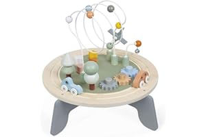 Janod - Tavolo Multiattività in Legno Sweet Cocoon - Tavolo Multi-Gioco Prima Infanzia - Motricità Fine - Piedini Antiscivolo - Colori Ad Acqua - Certificazione FSC - Da 1 Anno in Su, J04402