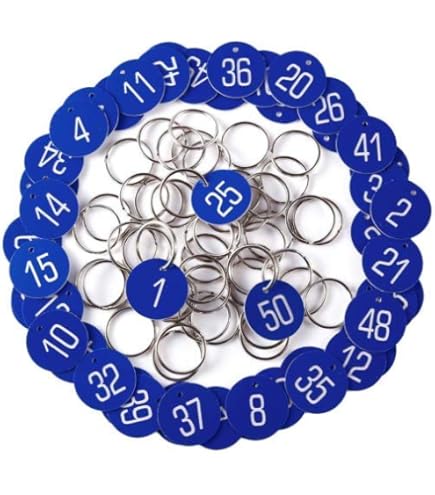 Portachiavi Numerati In Plastica - 50 Pezzi Con Anelli, Impermeabili, Per Hotel, Scuole E Uffici (Giallo) - Foto 3