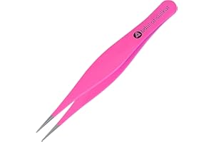 Abdul of Sialkot Pointed Tweezers, Sharp Precision Ingrown Hair, Surgical Pointed for Blackheads & Splinters/Best Tweezers for Eyebrows (Pink)