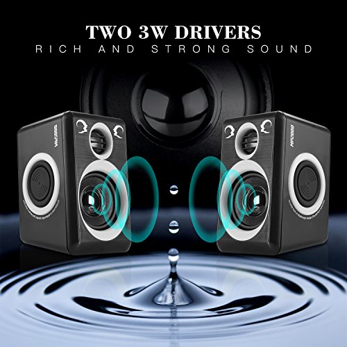 Computer Speakers With Surround Sound 2.0CH USB Wired Powered Multimedia Speaker for Desktop/TV/PC/Laptops/Smart Phone RECCAZR Built-in Four Loudspeaker Diaphragm (Gray)