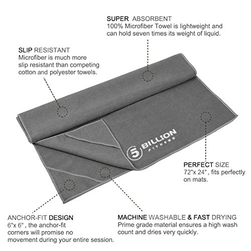 PROCIRCLE® Mikrofaser Yoga Handtuch für Yogamatte – 183 cm x 61 cm – Yogatuch Rutschfest für Hot Yoga, Bikram, Ashtanga – Super Saugfähig, Maschinenwaschbar, Schnell Trocknend – Freier Tragen Fall - 3