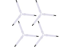 Bedecor 4 szt.regulowane trójkątne elastyczne szelki chwytak pasek klips, może być stosowany do mocowania prześcieradeł, desek do prasowania, sof itp(2.5 x 30cm biały)