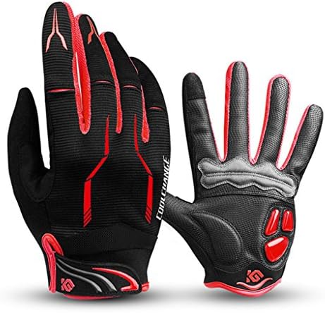 GOLook Gel Cycling Gloves Full Finger Touch Screen Sports MTB Bicycle Biking Gloves for Women Men black+red 2XL