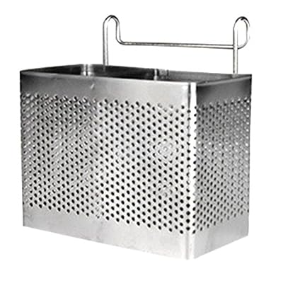 Bluesees Support pour couverts, Bluesees en acier inoxydable Baguettes ustensile Egouttoir Panier support avec crochets carré support de rangement support pour Cuillère couteau fourchette Coque Organizerzer two Compartments