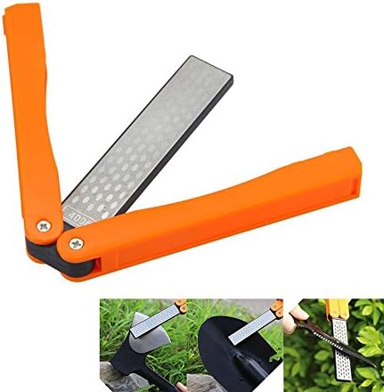 Double Sided Folding Pocket Diamond Knife Sharpening Stone for Kitchen Knives,Scissors,Outdoor Tools (Orange)