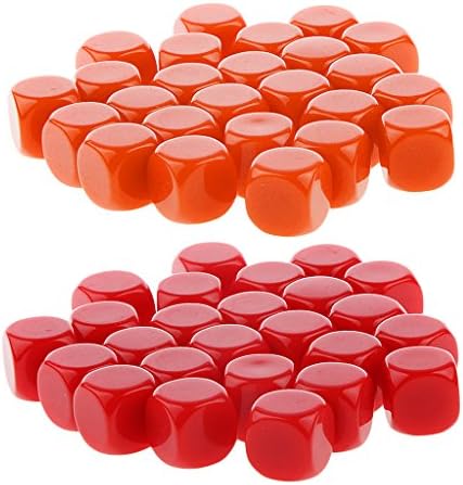 Baoblaze 50Pc Blank Combo Dice Set Opaque D6 16mm for Dungeons &amp; Dragons Role Playing - Red and Orange, 16mm