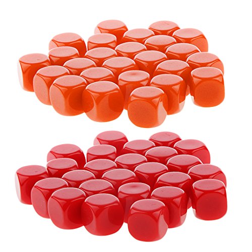 Baoblaze 50Pc Blank Combo Dice Set Opaque D6 16mm for Dungeons &amp; Dragons Role Playing - Red and Orange, 16mm