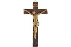 MeritMode 9.1" Jesus Crucifix Wall Cross - Handcrafted Resin Wall Hanging Cross, Ideal Christian Wall Art Decor for Home