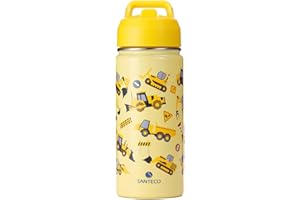 SANTECO Borraccia Bambini Acciaio Inox, Senza BPA, 500ml Borraccia Termica a Prova di Perdite con Cannuccia per Scuole, Facile da Pulire
