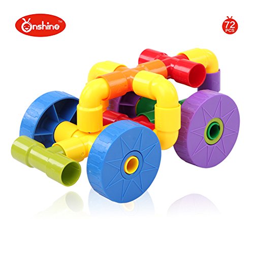 Onshine 72pcs Plastics Pipe Plug Match Building Puzzle Toys Assembling Educational Construction Toy Set for Children Boys Girls