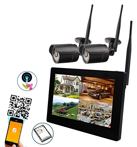 Preisvergleich Produktbild 9' Touchscreen Digitales HD Funk Überwachungssystem Videoüberwachung System Echtzeit inkl. 500GB Festplatte 2 HD Funkkameras Nachtsicht