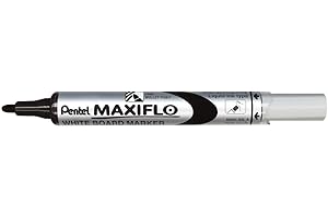 Pentel Maxiflo Lot de 12 Marqueurs effaçables à sec pour tableau blanc Pointe conique moyenne encre liquide Noire