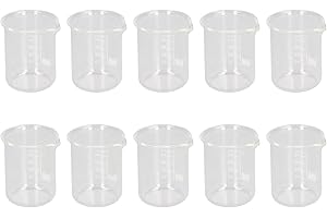 Tyenaza 10 Pezzi Misurino Graduato, Set di Becher in Vetro Borosilicato da 50ml, Becher Graduato da Laboratorio con Becchi, Vetreria Scientifica per Laboratori, Aule e Casa