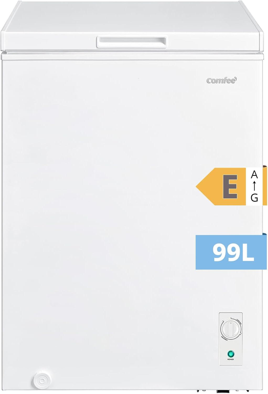 Comfee' RCC102WH2EU(E) Congelador Arcón Independiente 99L, Convertible a Congelador/Refrigerador, Inverter, Clasificación de 4 Estrellas, Apto para Garajes, Blanco
