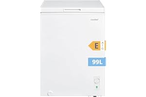 COMFEE' RCC102WH2EU(E) Congélateur coffre autonome 99L, conversion congélateur/réfrigérateur, compresseur inverter, classe 4 étoiles, pour dépendances/garages, blanc [Classe E]