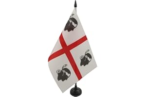 AZ FLAG Bandiera Da Tavolo Sardegna 21x14 cm - Piccola Bandierina Sarda - Italia 14 x 21 cm
