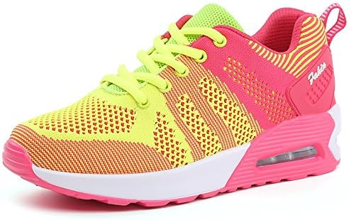 New Women's Air Sports Running Shoes Shock Absorbing Trainer Running Jogging Trainers For Girls (6.5UK, Plum Blossom Green)