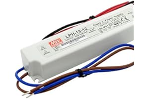 MEANWELL KingLed-Unidad de Alimentación Eléctrica Mean Well Impermeable 18W 12 V, Corriente Continua, LPH-18-12, IP67, Transformador, 220 V, Ac a Dc Compatible con 12 V Modelo 1574 Led Strip