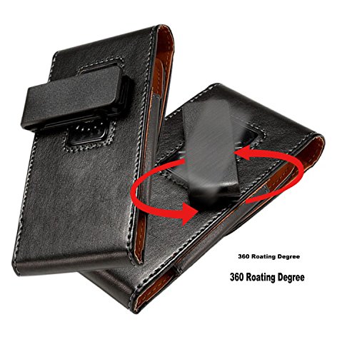 Nero Verticale 360 Degree Rotating in Pelle di QualitÃ  con Clip per Cintura, MisVoice Girevole Con Porta Carte di Credito, per Apple iPhone 7 Plus, Apple iPhone 6s/6 Plus ,Samsung Galaxy S6 EDGE Plus, Huawei Mate 8,Huawei Mate 7,Samsung S7 edge ,Galaxy S7 ,A8 A9 5.5 inch