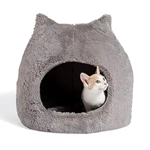Best Friends by Sheri Meow Hut in Fur, Grey, 19