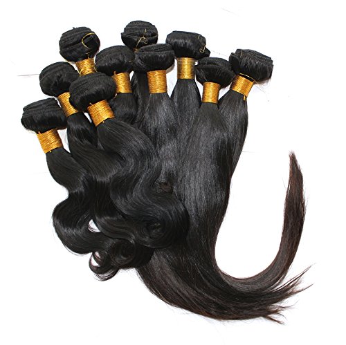 KKompany Women's Brazilian Hair Extensions Real 100% Human Virgin Remy Natural Premium Weave 100g Straight 22 inches