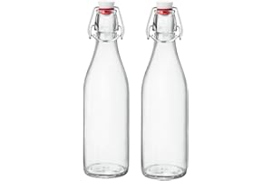 BELLEROFONTE Bottiglia per acqua in vetro vuota da 1 L, stile vintage ed elegante, per acqua frizzante e naturale, per fermentazione (2)