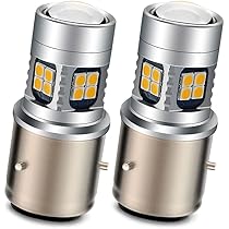 Ruiandsion BA21D Lot De 2 Ampoules LED Pour Phare De Moto DC 6 V Jaune 2835 56SMD