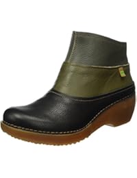 El Naturalista NC79 Soft Grain Black-Kaki-Grafito/ Tricot, Botas Efecto Arrugado para Mujer, Multicolor (Black-Kaki-Grafito NV5), 38 EU