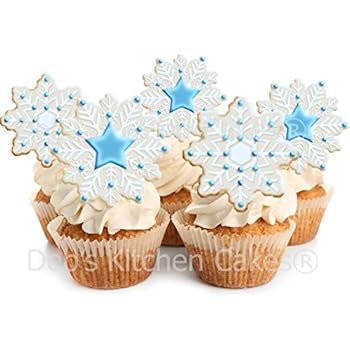Snowflake Cake Decorations Edible Blue White Snowflake