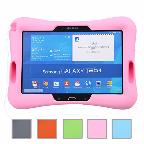 Newstyle Prueba de Golpes para Niños Super Ligero Cubierta de Protección Diseño de Amplificador con Entrada de Audio para Samsung Galaxy Tab 4 10.1 SM-T530 /T531 /T535 (Rosa)