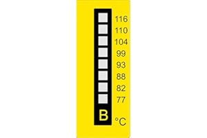 HPCSEKURE Temperatur Messstreifen, +77°C bis +116°C, vertikal, 8 Felder, irreversible 10 Stück - HPC Sekure