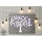 70x50 cm, 3D - Optik Leinwanddruck-Gästebuch, Hochzeitsbaum, Wedding Tree, Rustikales Gästebuch, Leinwanddruck - Baum, Keilrahmen und Holz Motiv