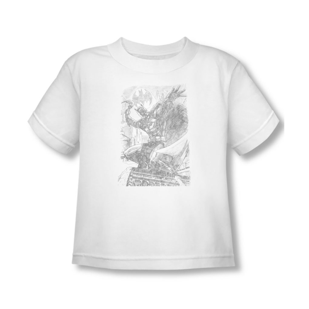 Batman-Bleistift-Batarang-Werfen-Kleinkind-T-Shirt-in-Wei-2T-White