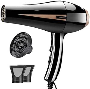 Gq-Home Haartrockner 2200W Fön 6-Gang-Kalt- Und  Heißluftgeschwindigkeitseinstellung 2 Sammeldüsen Geeignet Für Familien  Friseur Reise Haustier Stumm (Schwarz) : Amazon.de: Beauty