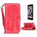 Produktbild iPhone 6 Plus/6S Plus 5.5 Zoll PU Leder Hülle Windspiele Geprägt Gedruckt Muster Entwurf stoßfest Stand-Funktion Folio Magnetischer Flip (Mit Frei Displayschutzfolie) Brieftasche Fall Abdeckung Schale Haut Schutz mit Kartensteckplätze Passt perfekt Für Apple iPhone 6 Plus/6S Plus-(Rot)