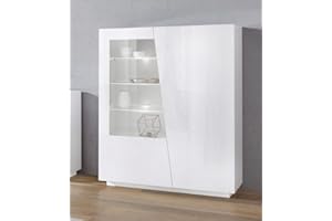 Web Convenienza Vetrina 2 Ante - Made in Italy - Collezione Sprint Vetrinetta per Soggiorno Cucina Sala da Pranzo Moderno - Color Bianco Lucido