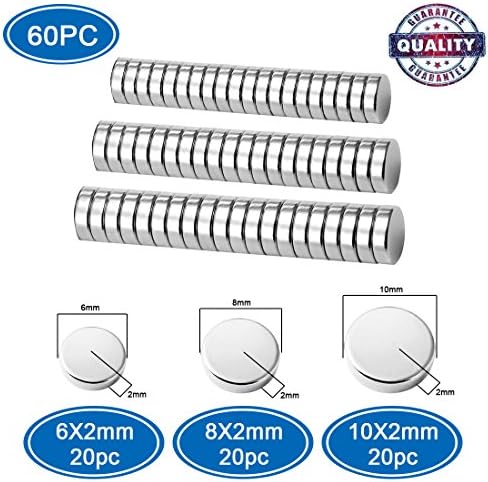 Refrigerator Magnets, MEAMOR 60pcs Strong N52 Stainless Steel Magnets , DYI, Home &amp; Kitchen, Whiteboards, Office, Of 3 Different Sizes, Durable Small Magnets For Multi-Use