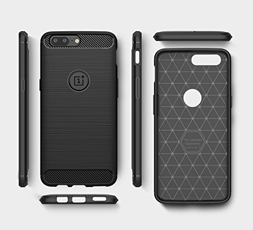 WindTeco OnePlus 5 Funda - Ultra Slim Ligero Fibra de Carbono Flexible TPU Suave Amortiguador de Parachoques Goma de Absorci  n Case Cover para OnePlus 5  2017 