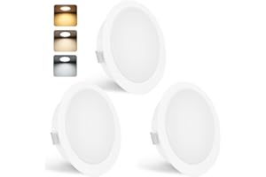 YindaLux Set de 3 Spot LED Encastrable 230V 3W 3000K Blanc Chaud 4000K Blanc Neutre 6000K Blanc Froid, 15mm Extra Plat Spots de Plafond 300LM Trou 55-58mm, IP44 Spot Salle de Bain, Blanc
