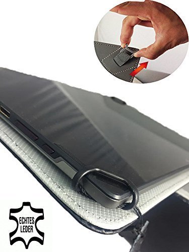Tablet Tasche für Huawei MediaPad X2 (GEM-701L) Schutz Hülle Etui mit Standfunktion + Touch Pen – 7 Zoll Echtleder Schwarz 360° - 7