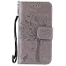 Produktbild Nancen Wallet Case Tasche Hülle für Apple iPhone 5C (4 Zoll) Flip Schutzhülle Zubehör Lederhülle mit Silikon Back Cover PU Leder Handytasche im Bookstyle Stand Funktion , Schmetterling Schnalle Magnet , Baum und Katze Muster Flip Funktion Kartenfächer Etui Schale ,Schütze Dein Telefon