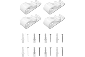 PVEATH 4 Sets Plastic Roman Roller Blind Chain Cord P Clips Hooks Child Safety Roller Blind Clips for Vertical Roman Roller Blinds with 8 Screws and 8 Plastic Pillars (White)