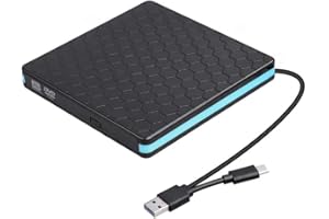 CreaBivotion Lettore DVD esterno, lettore ottico USB 3.0 Type-C masterizzatore CD DVD +/-RW ultra sottile per computer portatili, desktop, MacBook, Windows, Linux, Mac OS, Vista