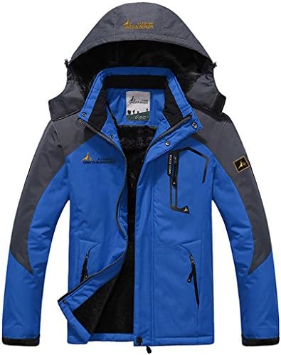 Salamaya Men's Winter Outdoor Waterproof Mountain Fleece Hiking Ski Jacket Coat Insulated Snow Jacket Blue X-Large
