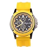 Orrorr?Fashion -Armee -Silikon-Gummi -Band Quarz- Gelee Sportuhr Herren Armbanduhr Gelb